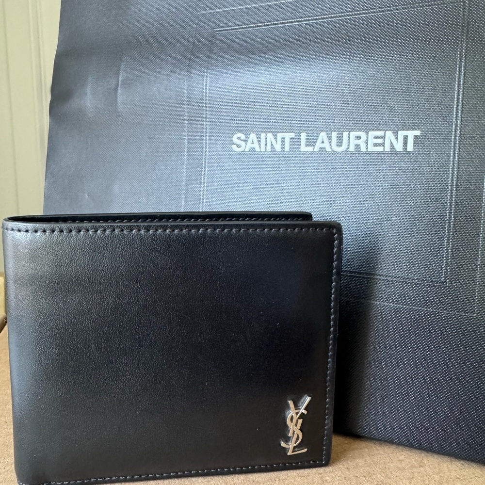 Saint Laurent Black Leather Card Holder